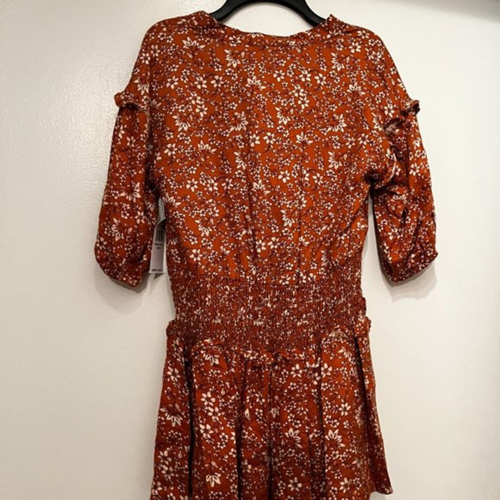 Jessica Simpson NWT Girl's Rust Floral Elastic Waist Blouse (nwt / L (10)